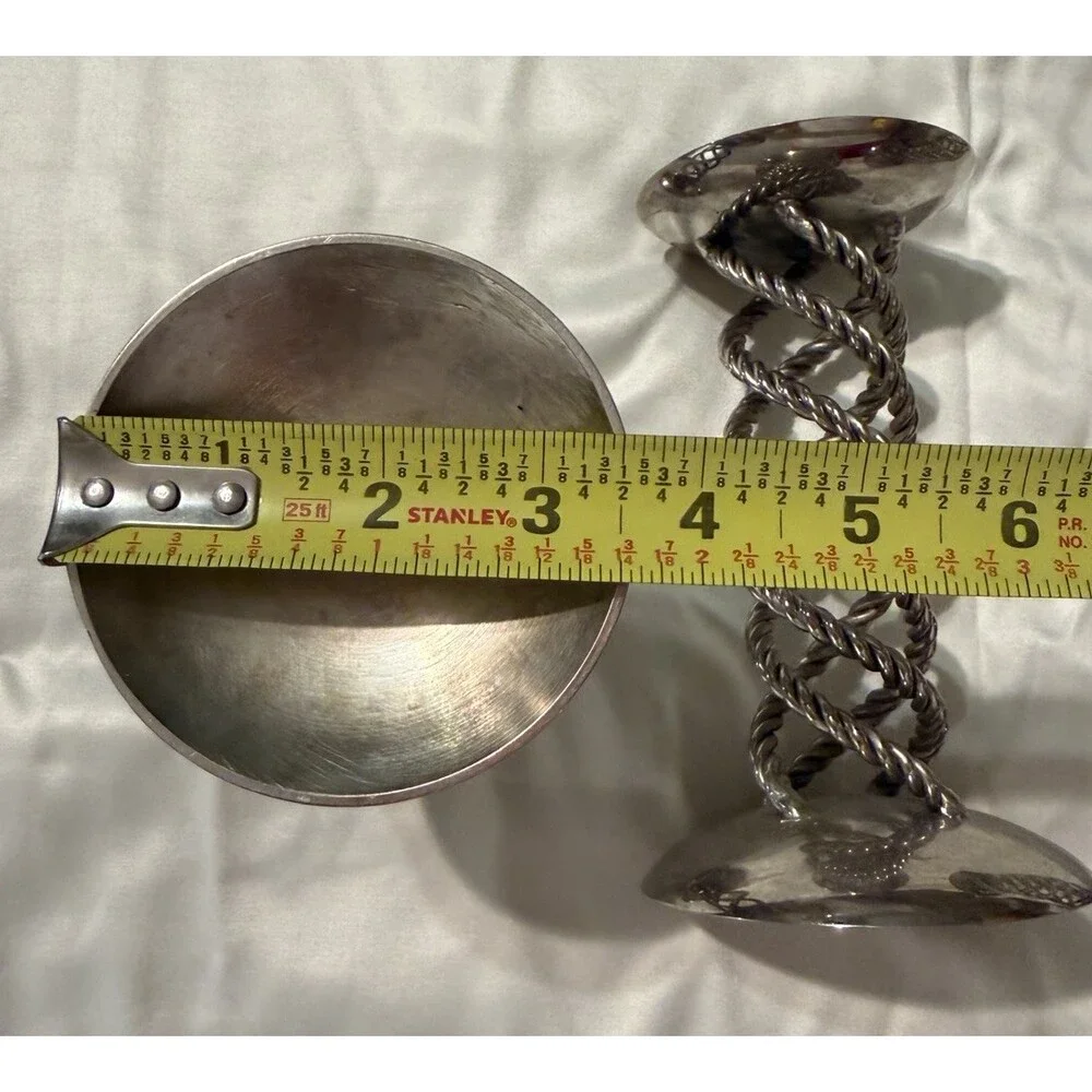 Lot of 3 Vintage Twisted Wire Spring Taper Candlestick Holder MCM